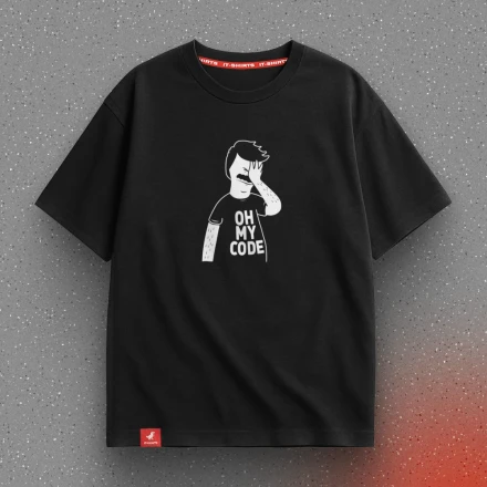 Чорна футболка «Oh my code!», коли побачив свій старий код