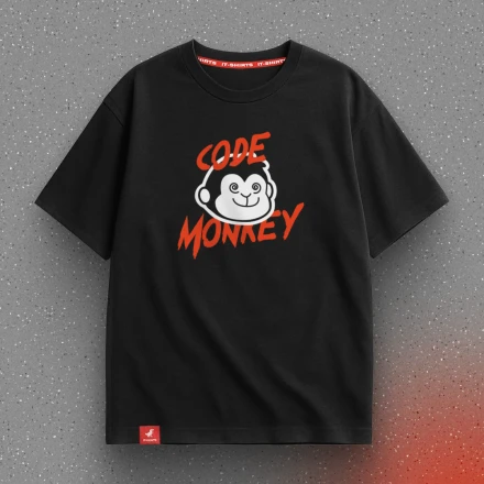 Чорна футболка «Code Monkey», з мавпою