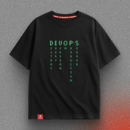 Чорна футболка «DevOps» для знищувачів продакшена