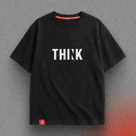 Чорна футболка «THINK», з контрформою для тих, хто вміє думати