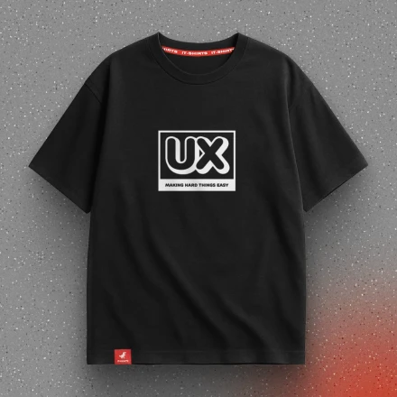 Чорна футболка «UX: Making hard things easy», роби простіше