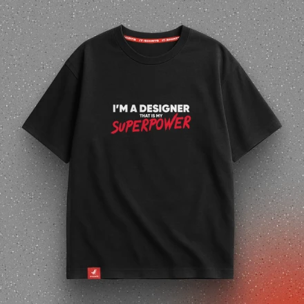 Чорна футболка «I'm a designer, that is my superpower», для дизігнерів із суперсилою