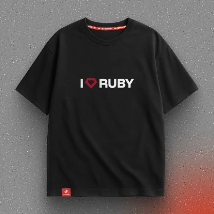 Black T-shirt «I love Ruby», for Ruby enthusiasts