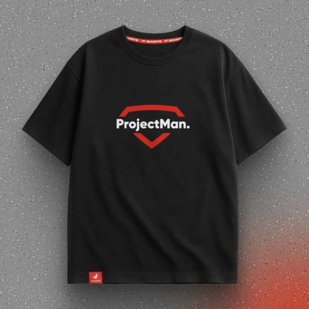 Black T-shirt «ProjectMan.», for the project superhero