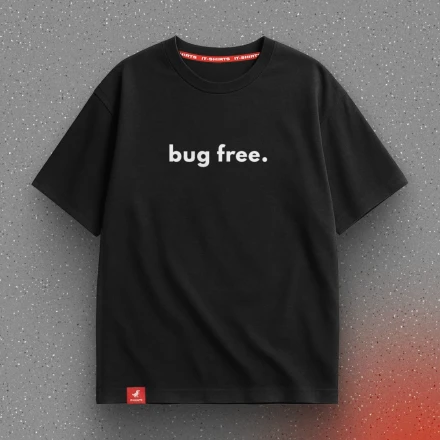 Черная футболка «BUG FREE», для идеальных кодеров