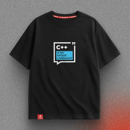 Чорна футболка «C++ is my native language», для тих хто як риба у воді