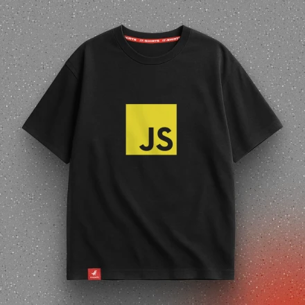 Чорна футболка «JavaScript», із жовтим логотипом JS