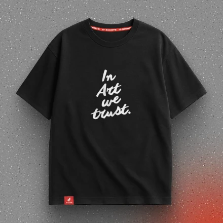 Чорна футболка «In Art we trust», для тих, хто вірить у мистецтво