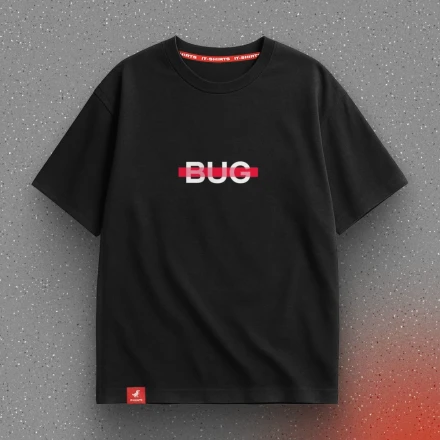 Чорна футболка «NO BUGS», чистий код понад усе
