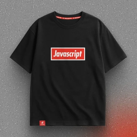 Чорна футболка «JavaScript», з написом у стилі Obey