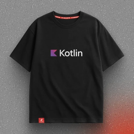 Чорна футболка «Kotlin», з логотипом мови програмування Kotlin