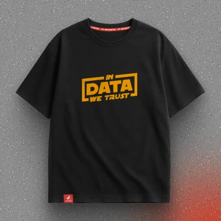 Чорна футболка «In Data We Trust», з вірою в силу інформації
