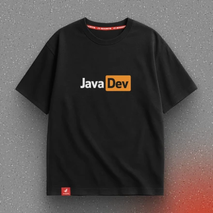 Чорна футболка «Java Dev», гарячіше за будь-який реліз