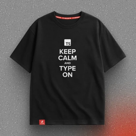Черная футболка «Keep Calm and Type On», когда типизация — zen