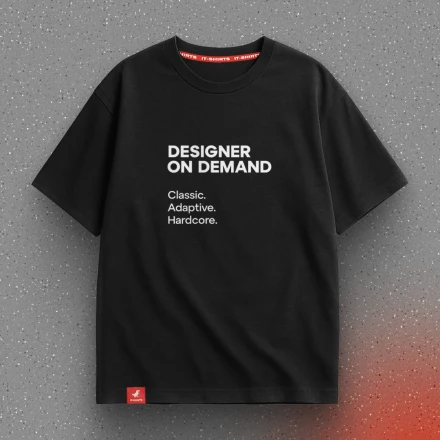 Black T-shirt «Designer on demand», brief me harder