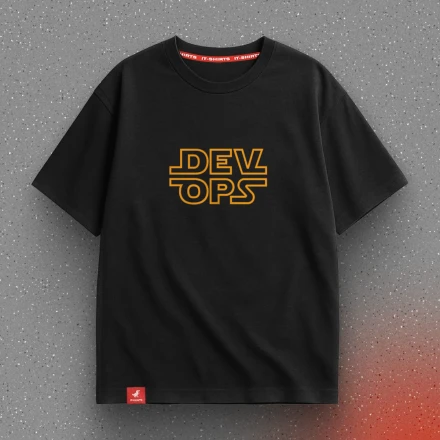 Чорна футболка «DevOps», нехай прибуде з тобою сила деплою