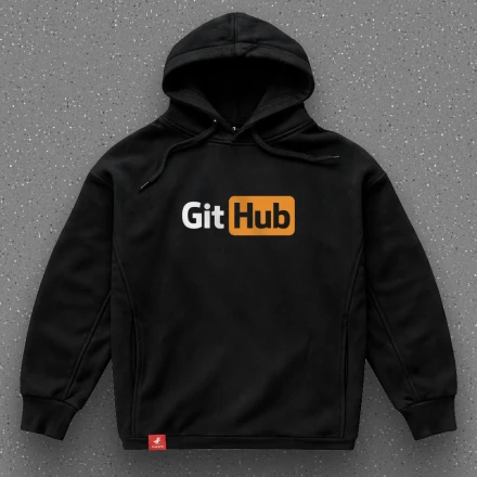Худі програміста з логотипом «GitHub», у стилі сайту для дорослих