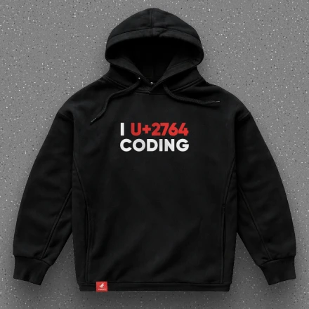 Чорна худи «I love coding», з Юнікодом сердечка