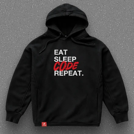 Худі програміста «Eat sleep code repeat», з текстом