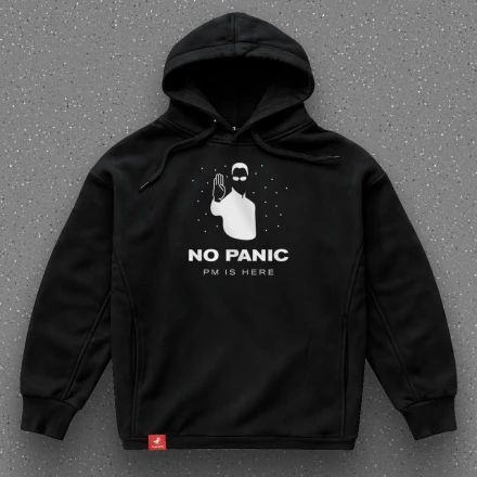 Чорна худи «Don't panic, PM is here», для проджект менеджера