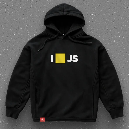 Худі програміста «I love JS», із жовтим квадратом