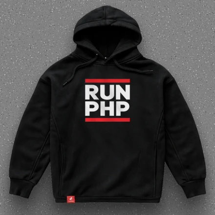 Худі програміста «Run PHP», з червоними лініями