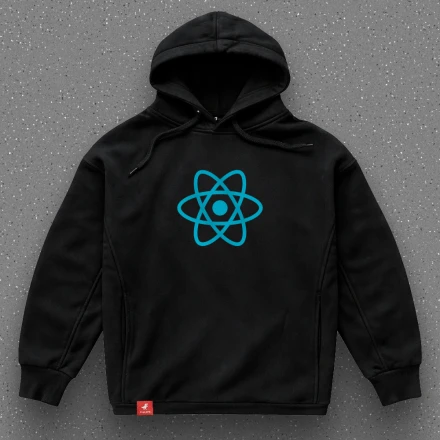 Чорна худи «React.js», з логотипом фреймворку