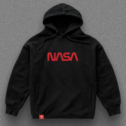 Чорна худи «NASA» з текстовим логотипом