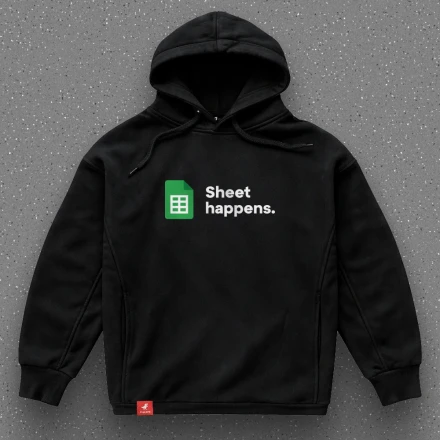 Чорна худи «Sheet Happens», коли таблиці трапляються