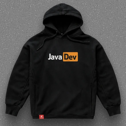 Black hoodie «Java Dev», hotter than any production build