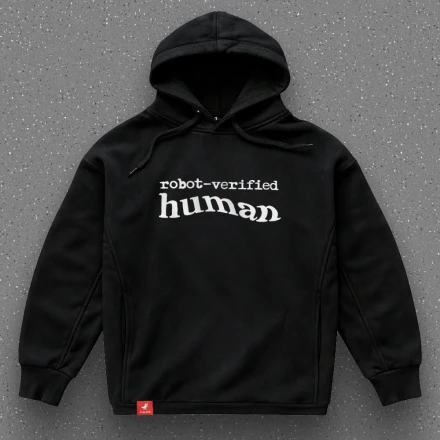 Черная худи «Robot-verified human», официально не бот