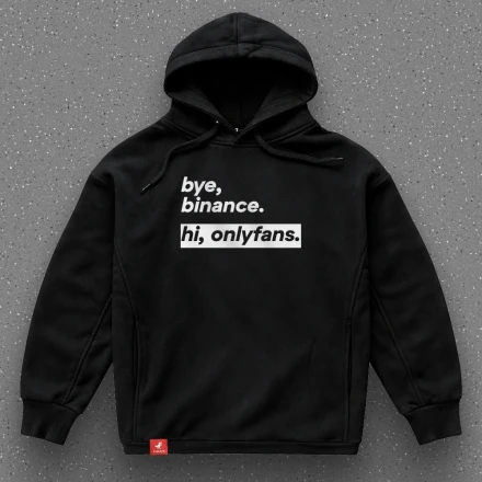 Чорна худи «Bye, Binance. Hi, OnlyFans», коли ведмежка