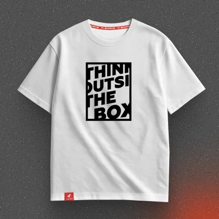 Футболка дизайнера «Think outside the box», міркуй ширше