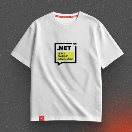 Біла футболка «.NET is my native language», для досвідчених дотнетників
