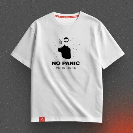 Футболка PM'а «No panic, PM is here», для проджект менеджера