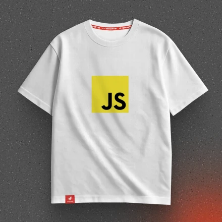 Футболка програміста «JavaScript», із жовтим логотипом JS