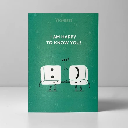 Листівка айтішника «I am happy to know you!», у чорному конверті 1