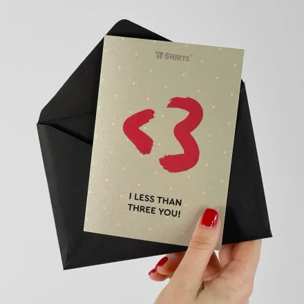 Листівка айтішника «I less than three you!», у чорному конверті 2
