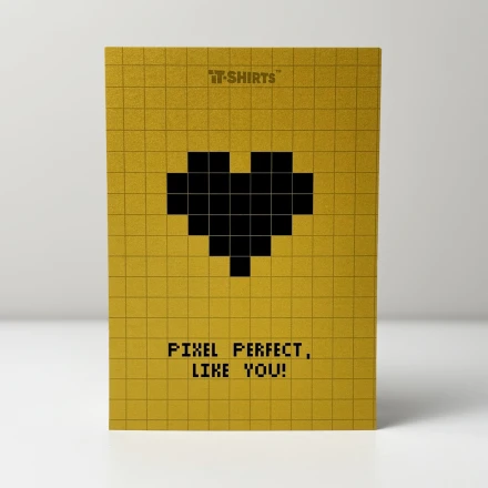 Листівка айтішника «Pixel perfect, like you», у чорному конверті 1