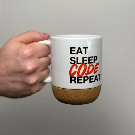 Cup with a cork base and any IT-shirts print to select: nice present 4
