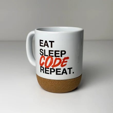 Cup with a cork base and any IT-shirts print to select: nice present 1
